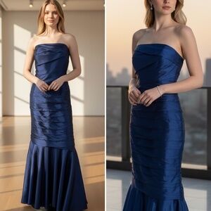 T. Carolyn Fashions Women’s Formal Size 12 Dark Blue Layered Mermaid Gown Dress